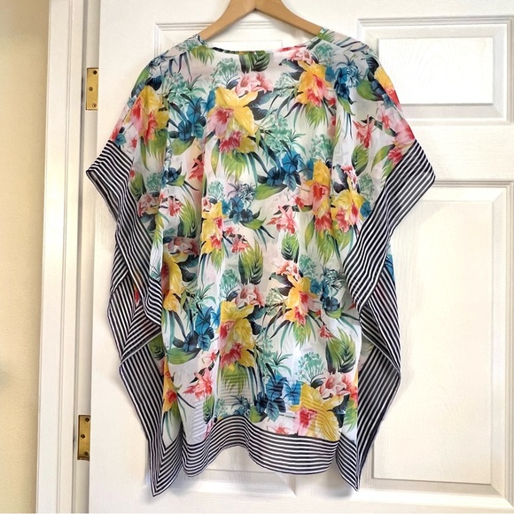 Tommy Bahama Fleur de Lite Tunic sheer Swimsuit Cover Floral Print Womens L/XL - Picture 6 of 7